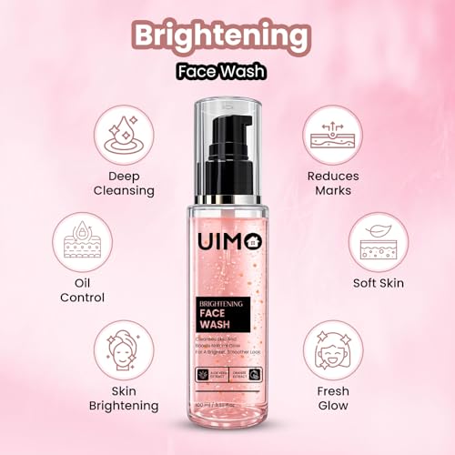 Image of UIMO Brightening Face Wash for Women & Men | Deep Cleansing Face Cleanser with Aloe Vera & Orange Extract | Oil Control, Tan Removal & Glowing Skin | Gentle Daily Face Wash for All Skin Types | 100ml