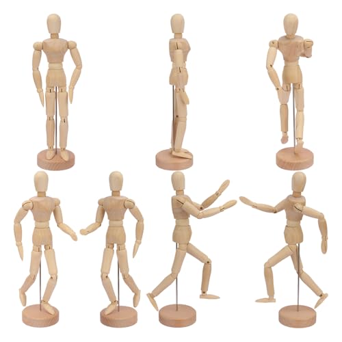IHDYPPEW 8" Wooden Manikin 7-Pack