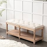 Bonzy Home Tufted Storage Bench, 47” French Vintage Bedroom Benches Upholstered Dining Benches, Fabr