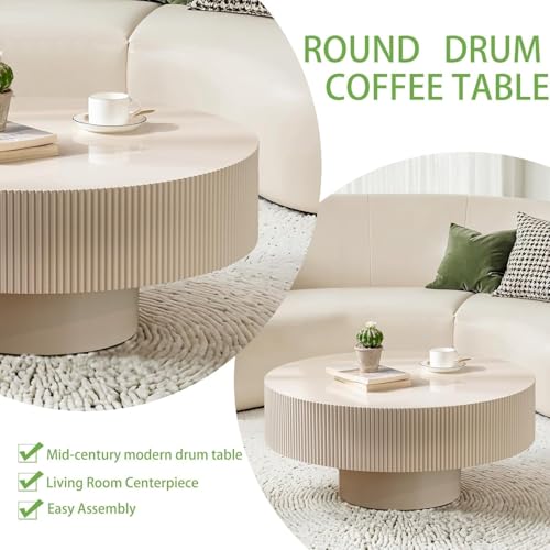 Table basse ronde en bois faite main meuble élégant salon - 7