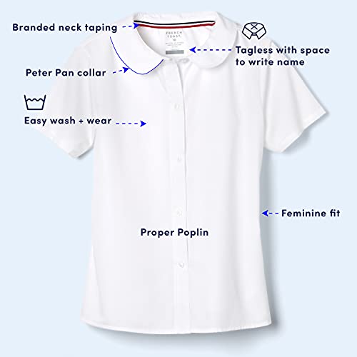 Image of French Toast Peter Pan Collar Short Sleeve Blouse (Girls Standard & Plus Sizes), Blue,