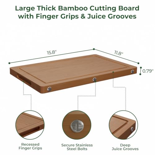 Glue & Formaldehyde-Free，Large Bamboo Cutting Board for Kitchen - image 7