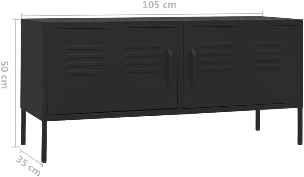 Diagram showing the dimensions of the vidaXL Industrial Style TV Stand: 105 cm length, 35 cm depth, 50 cm height.