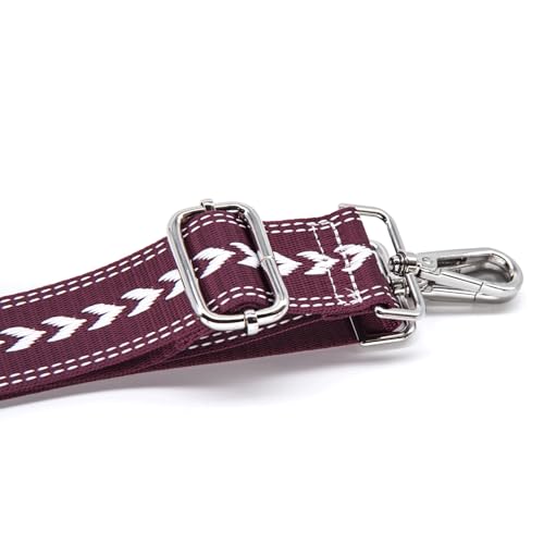 Image of S&loyoe Silver bucklePurse Straps Replacement Crossbody Bag Strap Adjustable Wide Guitar Straps for Handbags 1.5inch (Leaf pattern purple silver)