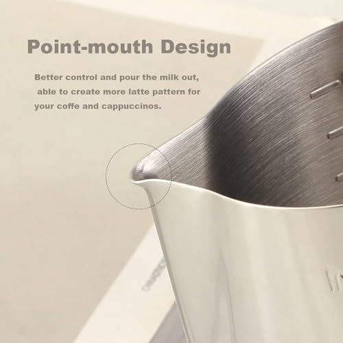 Buyer Star Milk Frother Cup Coffee Frothing Picher Barista Tools Stainless Steel Mental Cup Espresso Accessories Latte Art Steaming Kit (350ml /12oz,Silver) by Buyer Star - Image 4