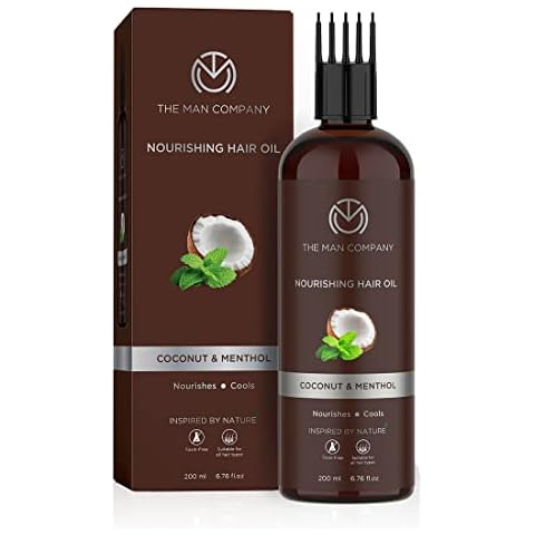 The Man Company Coconut Nourishing Hair Growth Oil with Menthol | For Thick, Soft and Strong Hair | Reduces Hair Fall | Comb Applicator Bottle for Men and Women - 200ml Cover