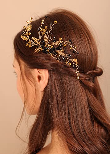 Peine Kercisbeauty Boho Negro con Cristal y Perlas miniatura 1