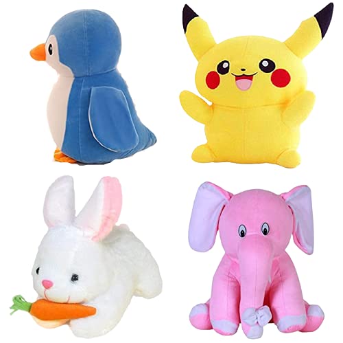 Future Shop White Rabbit, Appu Elephant, Penguin, pikcahu Best Gift for Kids Multicolor Combo of 4 Soft Toys