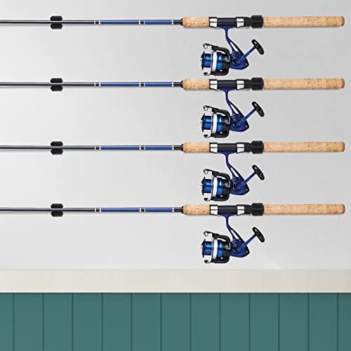 EEEKit 20 Pieces Fishing Rod Holders, Wall Mounted Fishing Pole Holder Clip Storage Rack, Black Storage Clips Clamps Holder Rack Organizer for Fishing Rod Billiards Cue Snooker Cue