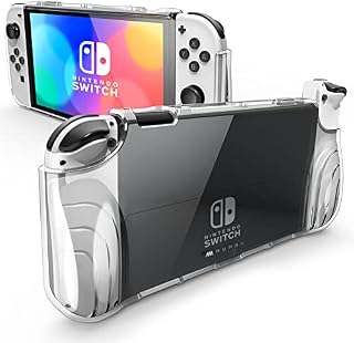 mumba Case for Nintendo Switch OLED 2021, [Thunderbolt Series] Protective Clear Cover with TPU Grip Compatible with Nintendo New Switch OLED 7 Inch Console and Joy-Con Controller (Clear)