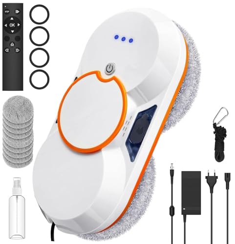 Robot pulitore di vetro, 5600 Pa di aspirazione, navigazione intelligente, sistema di sicurezza, telecomandato, per tutte le superfici lisce, con 10 panni (A-)