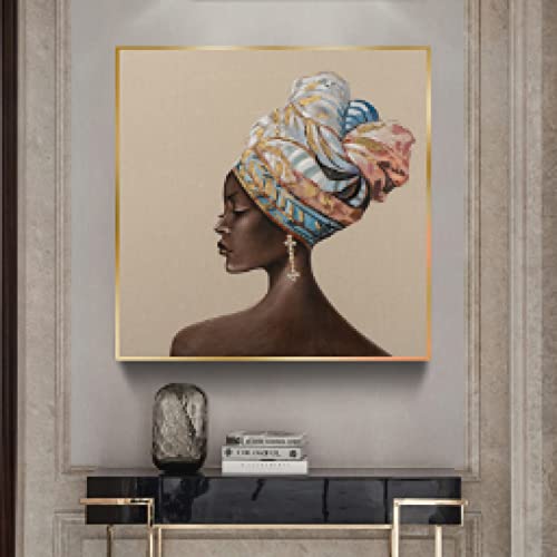 Portrait femme africaine sur toile, affiche décoration maison