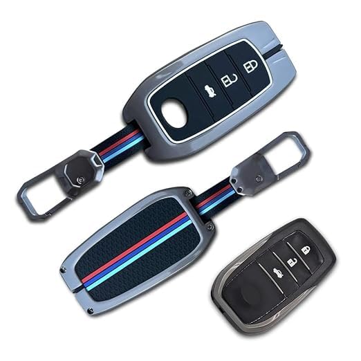 Image of NEODRIFT 'KeyShield' Car Key Cover for Toyota Innova Crysta (Shape 2, 03 Buttons) (Durable, Stylish and 360 Protection)