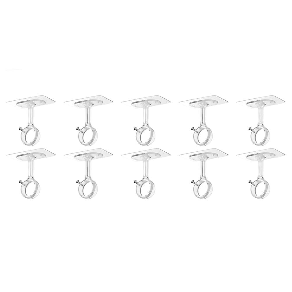 UDSKNV[KSL Ceiling Mount Rod Brackets No Drill 10 Pack, Heavy Duty Self-Adhesive Holders,Adjustable Hooks