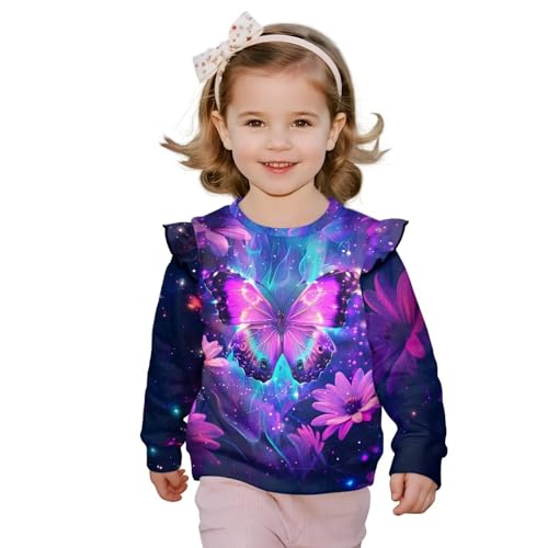 Upetstory Toddler Girls Long Sleeve Shirt Ruffle Tee Tops Size 1-8 Years Old