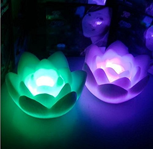 Liroyal Changement 7 couleurs Rose Fleur LED Nuit Bougie lampe romantique, lotus, 1 pièce