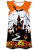uideazone Girls Nightgowns for Halloween Carnival Novelty Pumpkin Princess Pajamas Dress Funny Sleeveless Night Gown Size 5-6