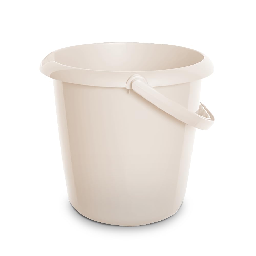 Handy Builders Buckets Heavy Duty Cream Bucket With Handle & Pouring Spot 10L Bath Bucket Flexi for Home Laundry Garden General Purpose