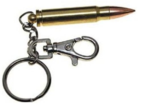 Porte Clefs Cle Balle cartouche inerte mousqueton Laiton Cuivre Chasse Peche Us Us Army Cover