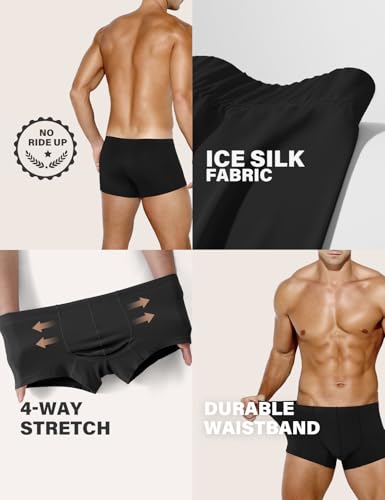 Arjen Kroos Men's Boxer Briefs, Sexy Silky Breathable Ice Silk Mens Trunks Underwear, Underwear for Men 4 Pack2