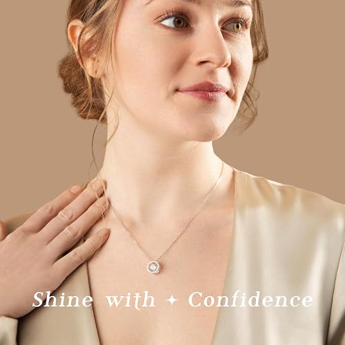 ARINZA 1 Carat Moissanite Necklace for Women, Heart Dancing Diamond Pendant, 925 Sterling Silver, 18+2 Inch Chain, Jewelry Gift for Her, Wife Mom Girlfriend, Anniversary, Birthday, Summer outfit2