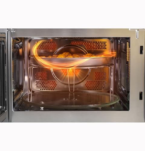 Image of GE 4-in-1 Countertop Microwave Oven, 1.0 Cu Ft, 1050W Convection Microwave with Air Fry & Broil, Compact and Quiet, Stainless Steel, Ideal for Apartments, Dorms & Offices, GCST10A1WSS | 1050W, Air Fry and Broil, Stainless Steel, Includes Crisper Pan, 2 Wire Racks and Removable Turntable