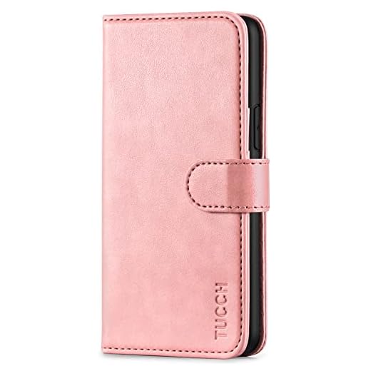 TUCCH iPhone 11 Pro-fodral, iPhone 11 Pro magnetiskt plånboksfodral i läder [automatisk uppvakning/sömn] RFID-blockerande TPU stöttåligt skal korthållare magnetiskt stativ, kompatibel med iPhone 11 Pro (5,8), roséguld