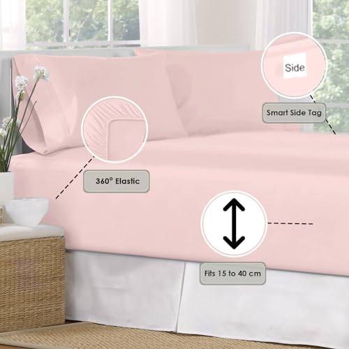 Pizuna Pure Combed Cotton European Single Fitted Sheet Light Pink - Image 3
