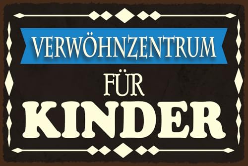 vianmo Insegna in legno 30x40 cm Blechschild Spruch 30x40cm Verwöhnzentrum für Kinder Deko Schild Deco Regalo Insegna