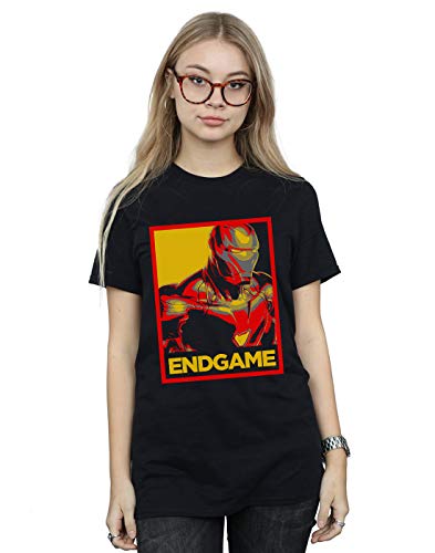 Marvel Women's Avengers Endgame Iron Man Poster Boyfriend Fit T-Shirt Black XX-Large