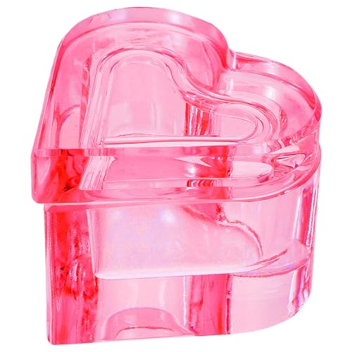 Plato de uñas cristal con tapa forma corazón rosa miniatura 1