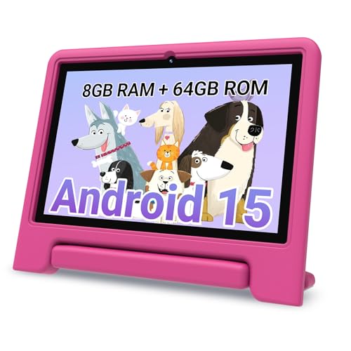 Image of CFVOCUY 2026 Kids Tablet, 10.1 Inch Android 15 Tablet for Kids, 8GB RAM, 64GB ROM(1TB Expand), WiFi 6, Pre-Installed Educational Apps, Parental Control, with EVA Protective Case, Eye Protection
