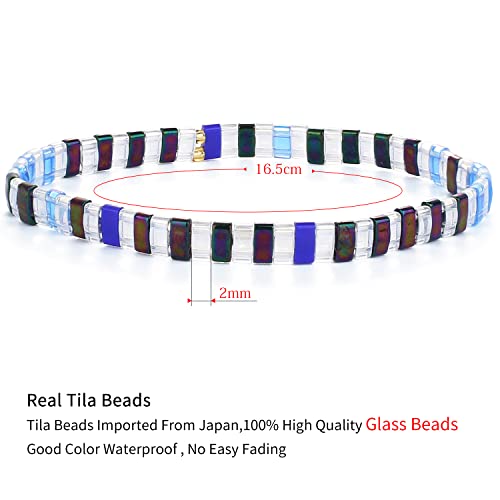 Image of KELITCH Women Stretch Bracelets Mixed Tila Seed Beaded Bracelets Lucky Jewelry for Women Lovers