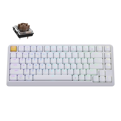 Image of Keychron KJ1 Low Profile Wireless Mechanical Keyboard - 75% Layout Brown Switch, QMK RGB Backlit, 2.4G /Bluetooth /USB-C, Double-Shot PBT Keycaps, 2000mAh Battery, Mac /Win /Linux Compatible - White
