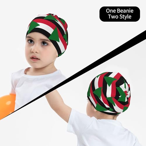 Flag of Sudan Children Hip Hop Knitted Hat Kids Elastic Leisure Knit Cap Warm Sleep Beanies Black4