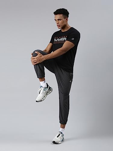 Image of XTEP Cool Technology (Superior Heat Dissipation Technology), Cool Family (Innovative Silky Material), Skin Friendly, Elastic Running T-Shirt for Men (Black)