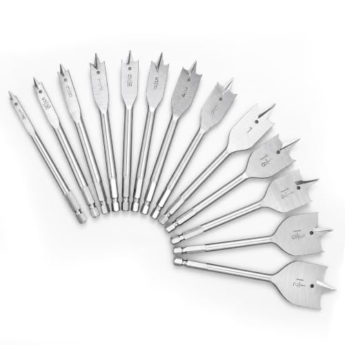 RENYU 13pcs Spade Bit Set, Hex Shank, High Carbon Steel