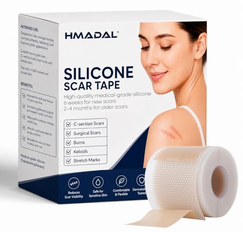Silicone Scar Sheets (4cm X 1.5m) Silicone Scar Tape for Surgical Scars Reusable Medical Grade Scar Tape for C-Section Tummy Tuck and Wrinkles Suitable for All Skin Types