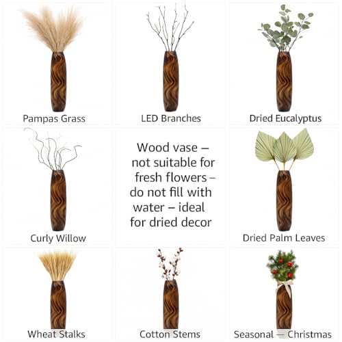 Image of Leewadee Large Floor Vase 26 inches Mango Wood for Pampas Grass, Dried Flowers