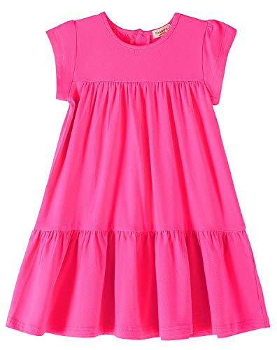 Image of Youwon Girls Dress Short Sleeve Solid Color Tunic A-Line Tiered Swing Dress 2-6 7-16