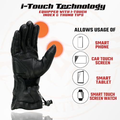 Milwaukee Leather MG7518-BLK-2X Men'S Black Deerskin Gauntlet Motorcycle Hand Gloves W/I-Touch Screen Compatibility thumb #1