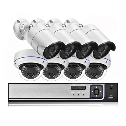 8MP超 POEネットワークビデオ監視システム、4Kセキュリティカメラ、4CH、8CH NVRドームバレットCCTVキット、オーディオコレクション(4T,8CH NVR and 8Cameras)