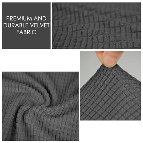 Housse de pouf carrée extensible lavable en jacquard gris