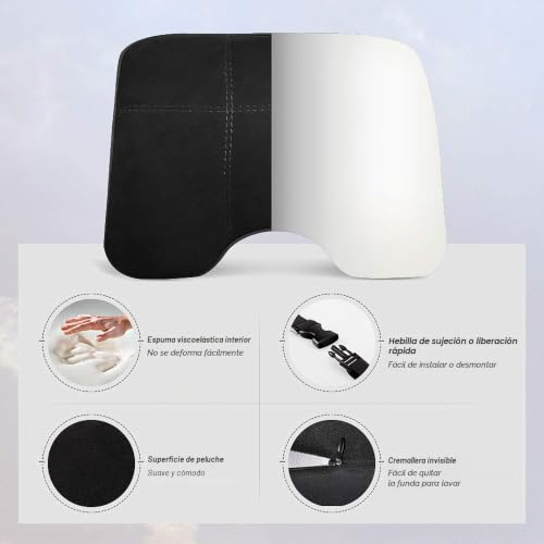 Miniatura 2 de Easy Eagle Cojín Reposacabezas Coche, Cuero De Gamuza Espuma Memoria Almohada Para Cuello Para Asiento Del Coche - Negro 1 Pieza