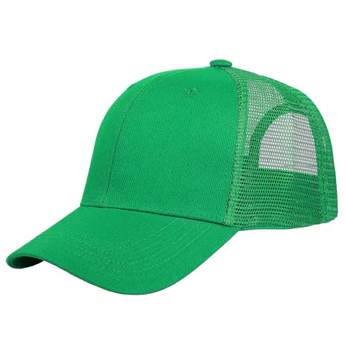 Baseball Cap Structured Plain Design 6 Panel, Adjustable Size - Kelly Green