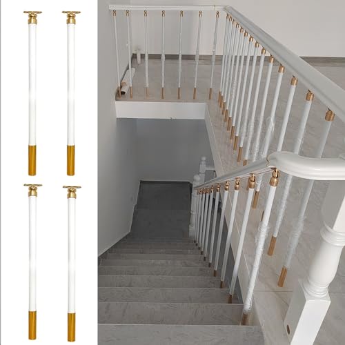 Barandilla Blanca para escaleras con Soportes Ajustables a 270°, Estilo Moderno, Adecuada para Villas, hoteles y terrazas; Paquetes de 2/4/6/8 Piezas, Valla Interior de 94 cm de Altura; Post