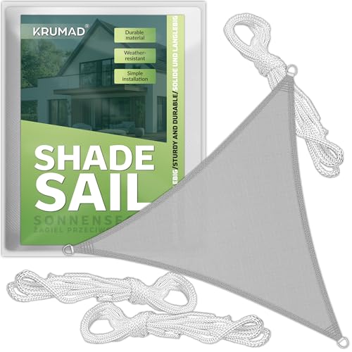 Toldo triangular 4m con protección UV e impermeable KRUMAD gris para jardín 2