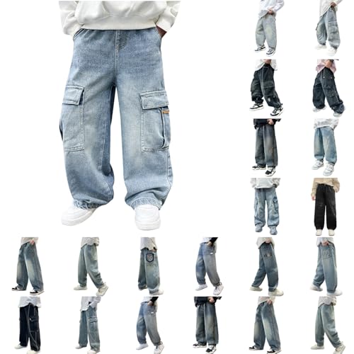 Baggy Jeans Jungs Vintage Hosen Straight Leg Jeanshose Mit Elastischem Bund...