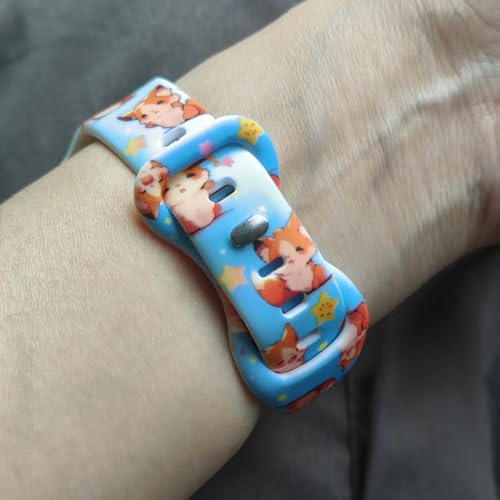 Image of Slim Cute Cartoon Band Printed Compatible with Apple Watch Bands 49mm 46mm 45mm 44mm 42mm 41mm 40mm 38mm Women, Silicone Adorable Printed Fadeless Pattern Design Strap for iWatch Series 11 10 9 8 7 6 5 4 3 2 1SE FOX