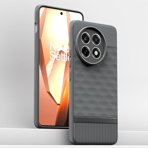 Image of Pikkme Back Cover for OnePlus 13R 5G Camera Protection 3D Hexa Cube Design Silicone Protective Bumper Case (Grey)